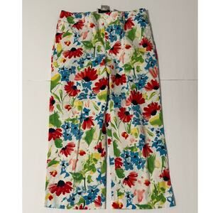 Evan-Picone Watercolor Floral Straight Leg Ankle/Cropped Pants, Size 12